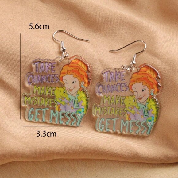 ❤️🔥 2 For $30 ❤️🔥 Magic School Bus - Miss Frizzle Acrylic Earrings - Picture 6 of 8